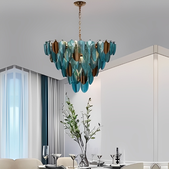 Gratus Luxe Modern Glass Leaf Chandelier
